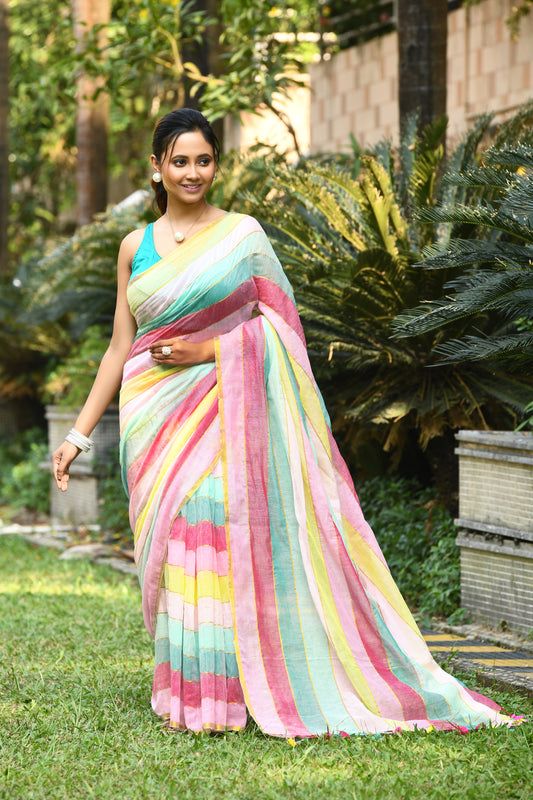 Rainbow Colour Pure Cotton Handloom Sarees