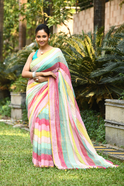 Rainbow Colour Pure Cotton Handloom Sarees