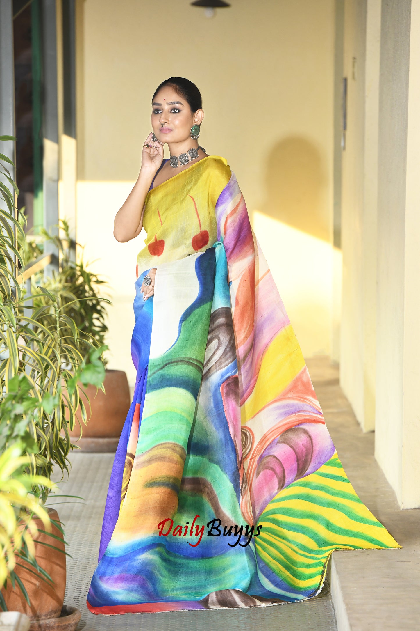 Bollywood Design Hand Painted Pure Silk Mark Certified Bishnupuri Silk Sarees