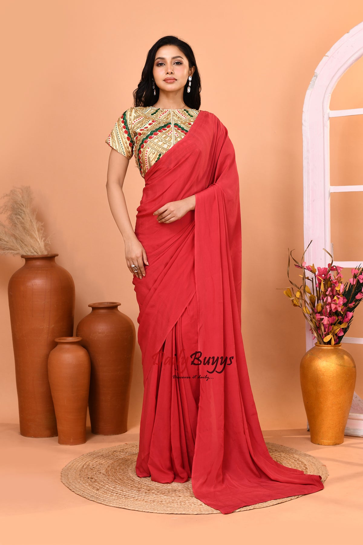 Predrapped Saree with Designer Blouse