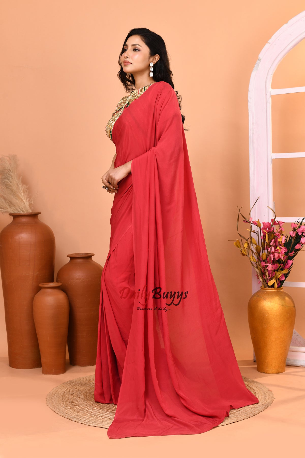Predrapped Saree with Designer Blouse