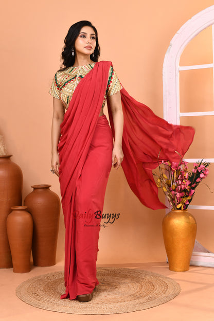 Predrapped Saree with Designer Blouse