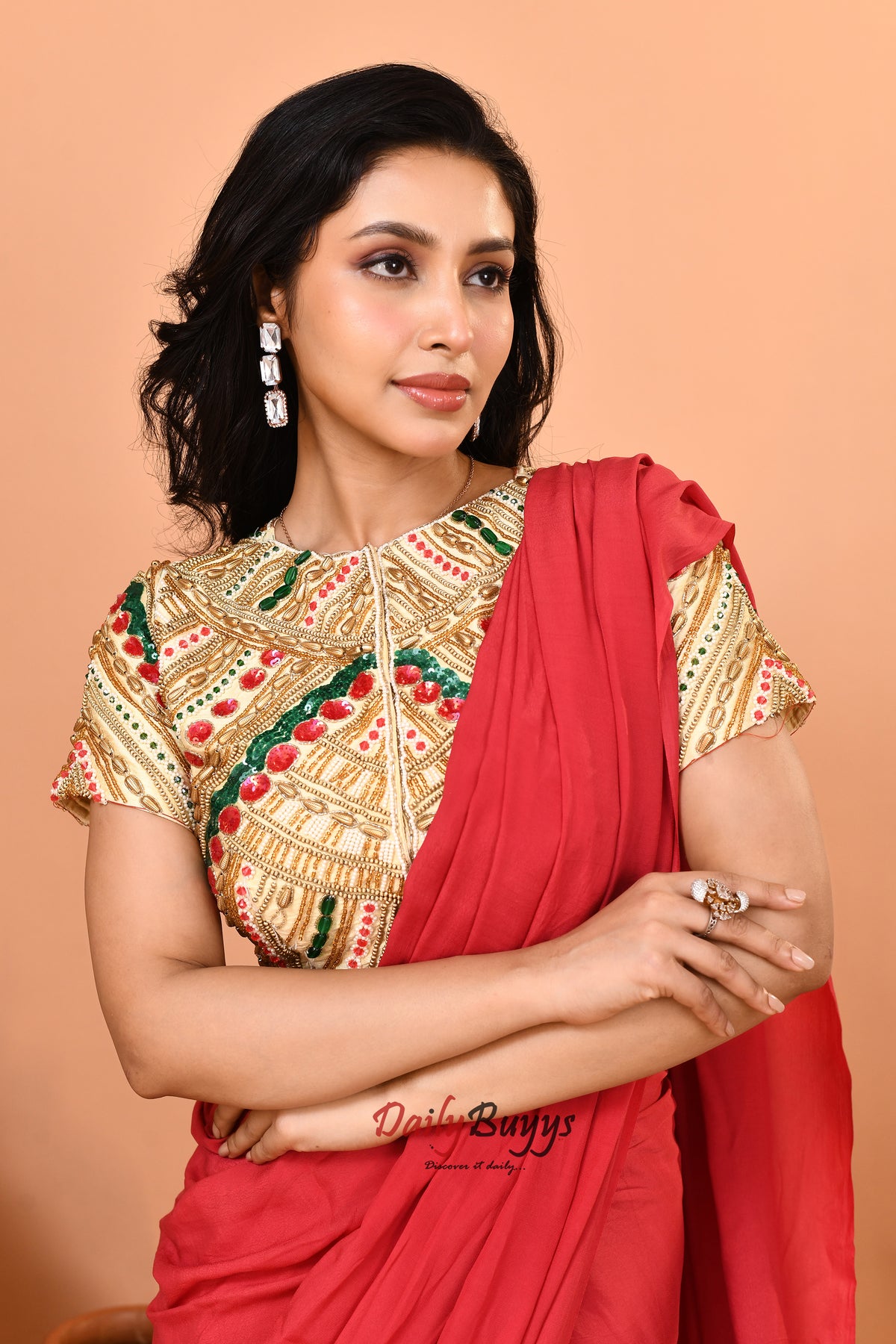 Predrapped Saree with Designer Blouse