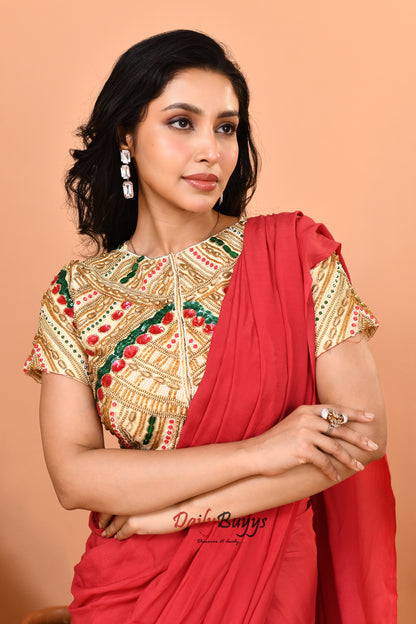 Predrapped Saree with Designer Blouse