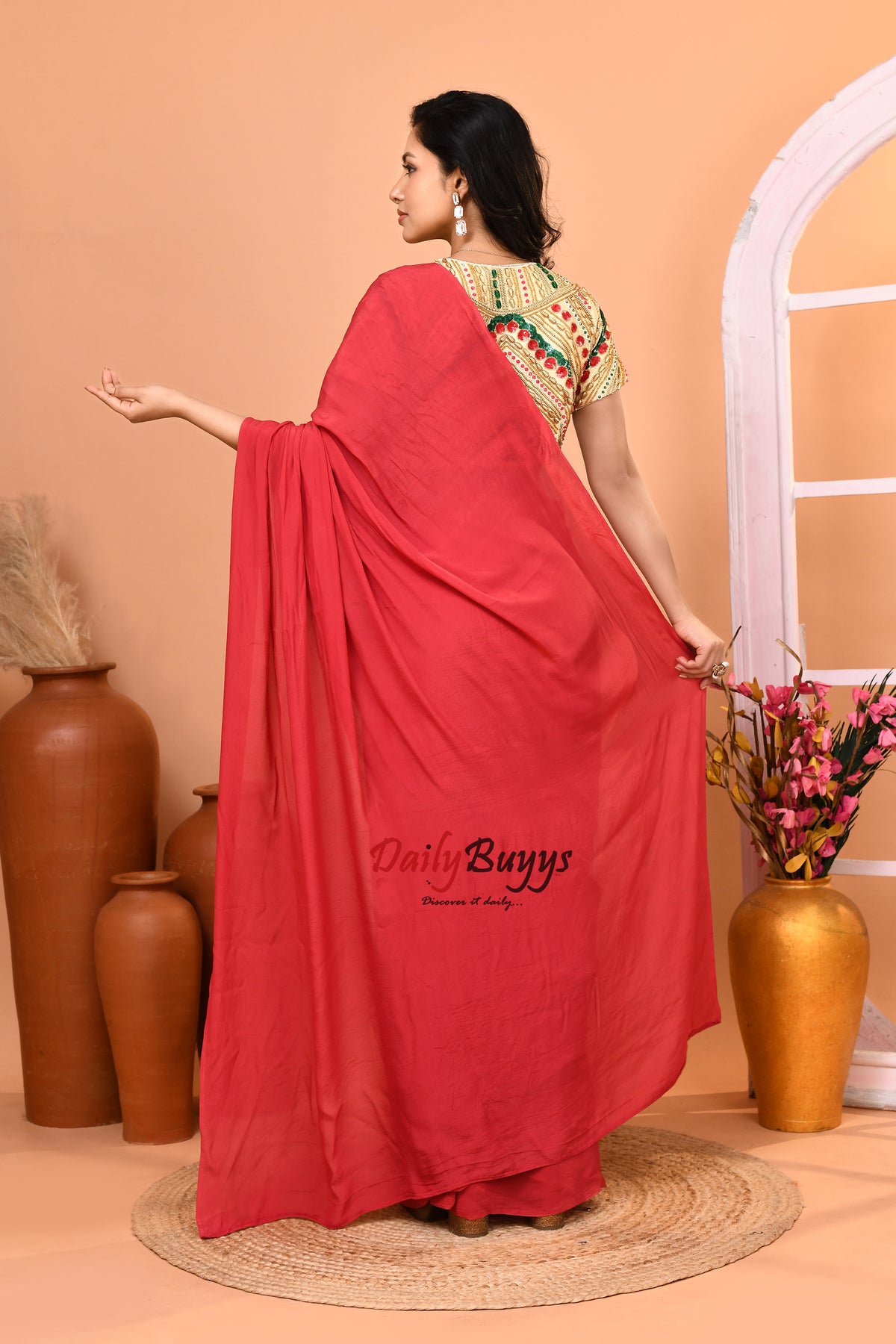 Predrapped Saree with Designer Blouse