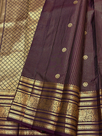 Pure Kanchipuram Handloom Silk Sarees 1 gram Zari vaira oosi checks With Silk Mark Certified 19500/-