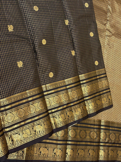 Pure Kanchipuram Handloom Silk Sarees 1 gram Zari vaira oosi checks With Silk Mark Certified 19500/-