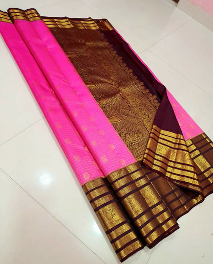 Pure Kanchipuram Handloom Silk Sarees, Korvai vaira oosi
