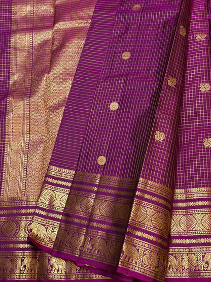 Pure Kanchipuram Handloom Silk Sarees 1 gram Zari vaira oosi checks With Silk Mark Certified 19500/-