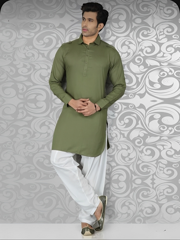 Green Punjabi Kurta & Pyjama Set