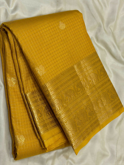 Pure Kanchipuram Handloom Silk Sarees 1 gram Zari vaira oosi checks With Silk Mark Certified 19500/-
