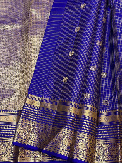 Pure Kanchipuram Handloom Silk Sarees 1 gram Zari vaira oosi checks With Silk Mark Certified 19500/-