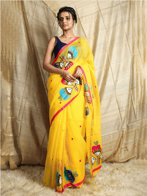 Applique Work Pure Cotton Handloom Sarees (Add to Cart Get  15% Additional Discount Limited time Offer)