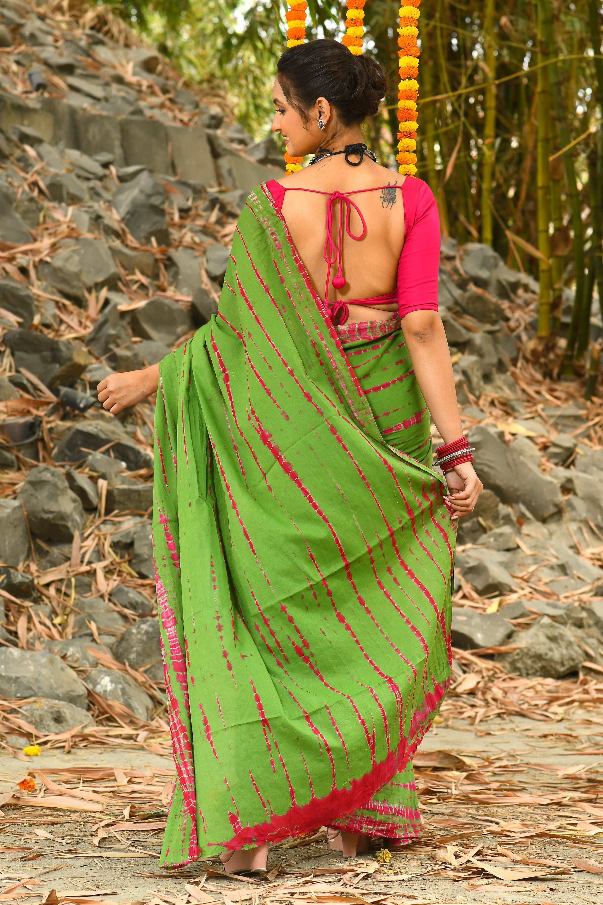 Beautiful Green Handloom Cotton Sarees