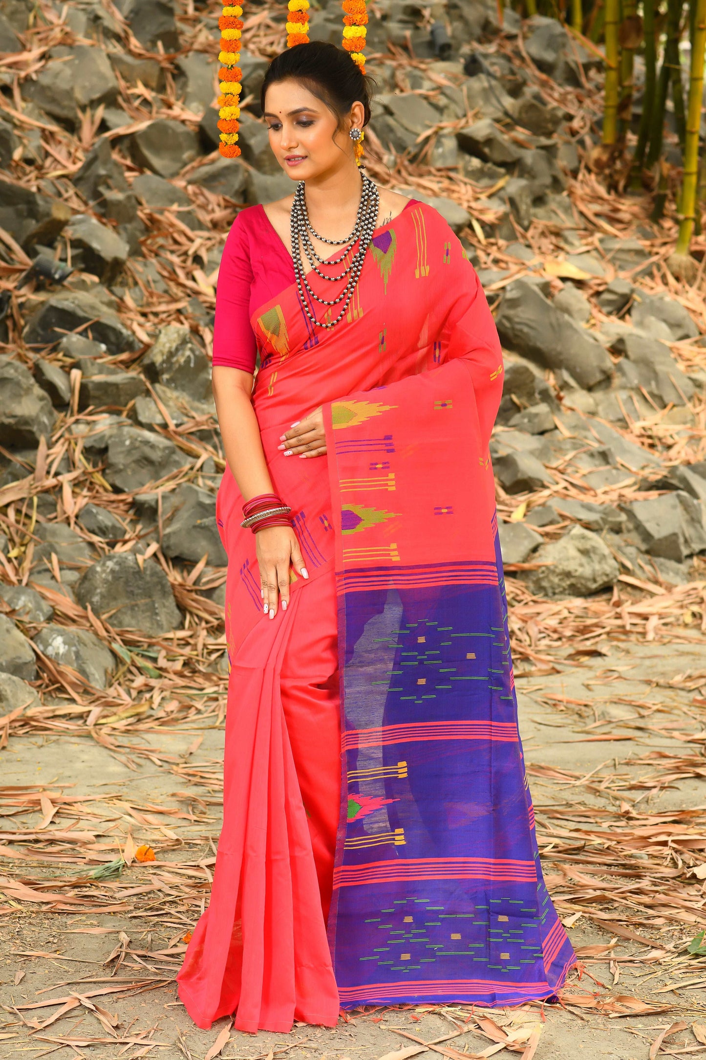 Beautiful Pink Handloom Cotton Sarees