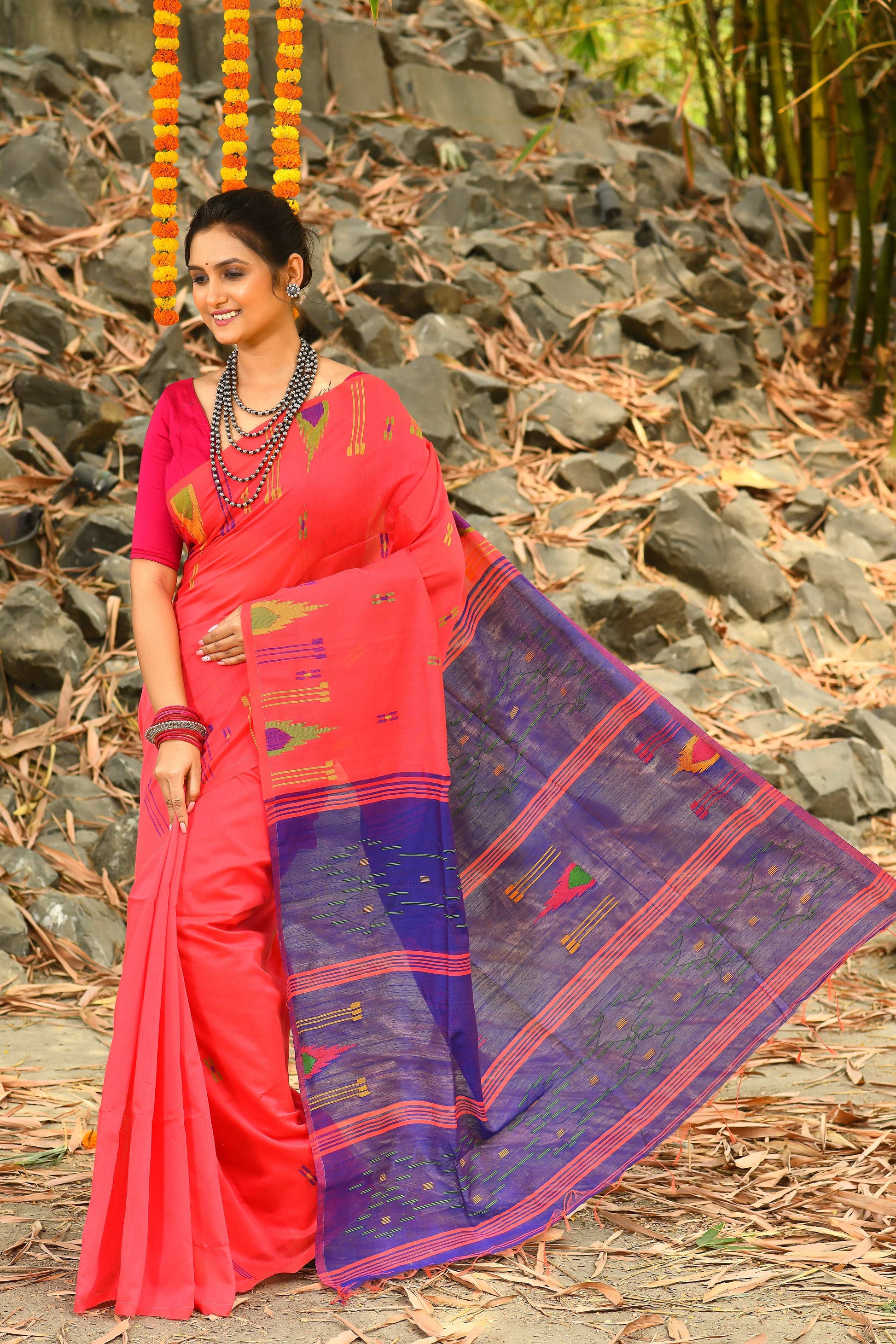 Beautiful Pink Handloom Cotton Sarees