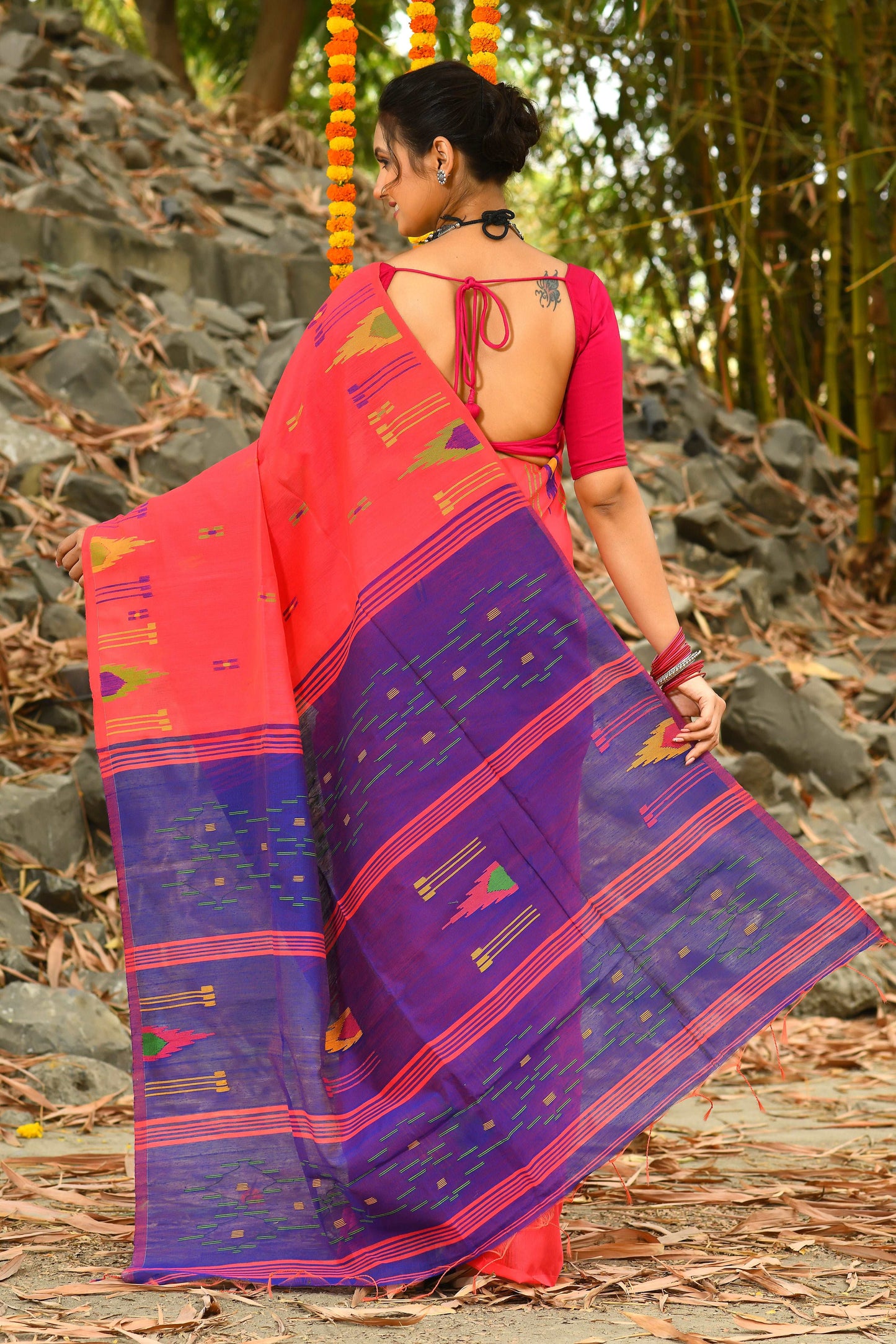 Beautiful Pink Handloom Cotton Sarees