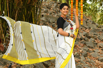 Beautiful White Handloom Cotton Sarees