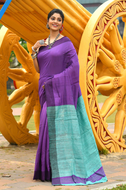 Beautiful Purple Tussar Silk Sarees