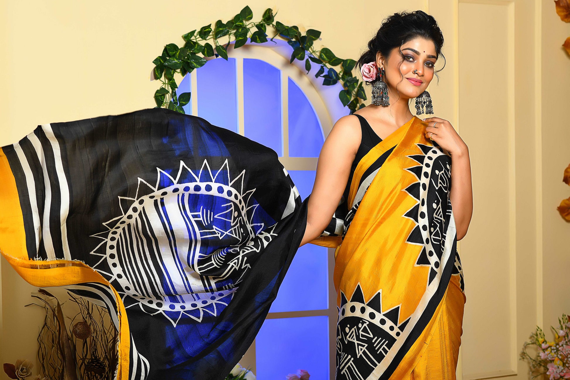 Beautiful Motifs with Hand Painted Handloom Pure Silk Sarees