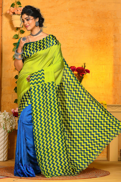 Beautiful Block Printed Handloom Pure Silk Sarees