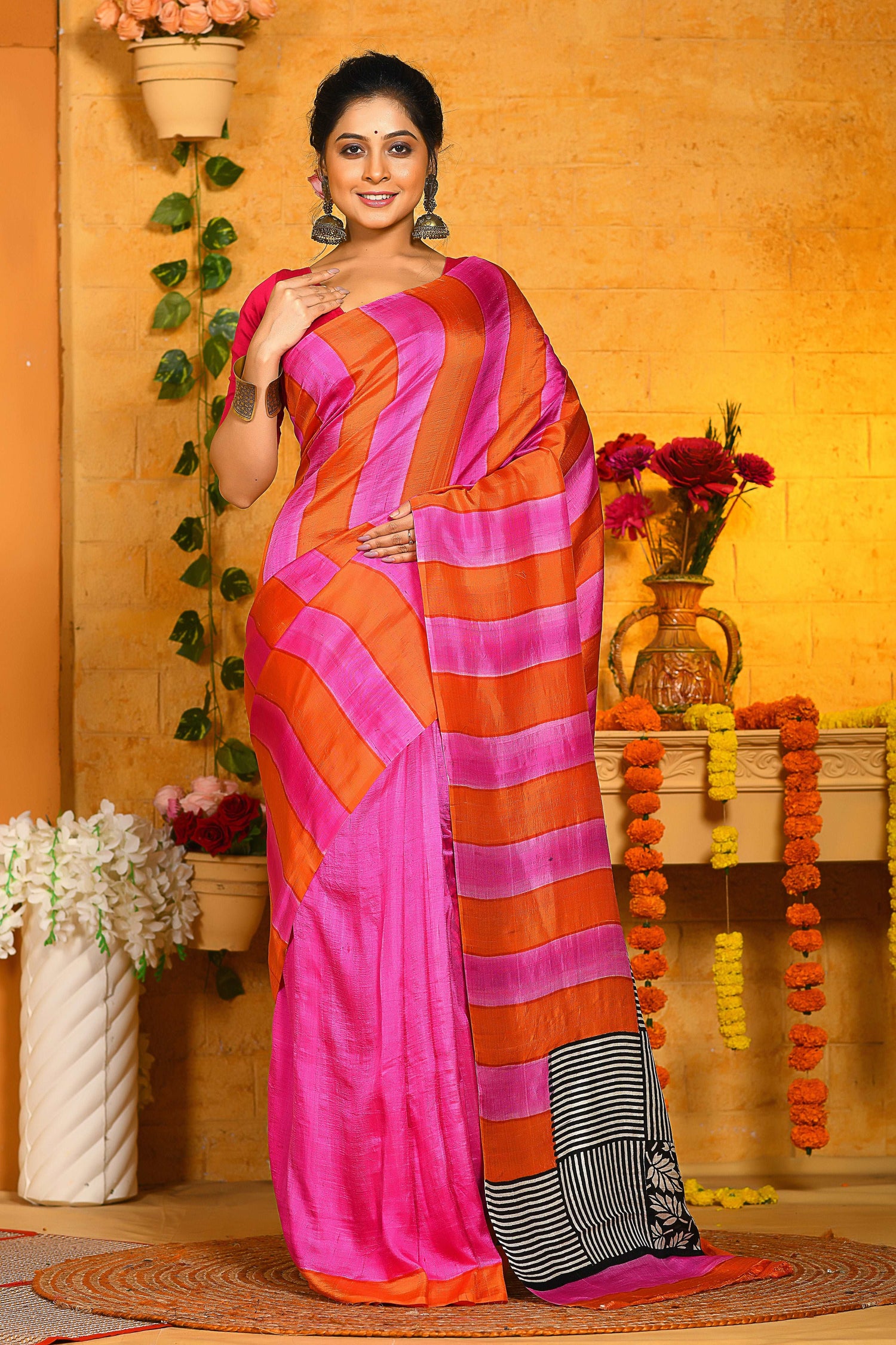 Beautiful Block Printed Handloom Pure Silk Sarees