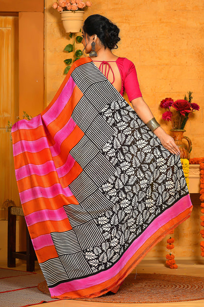 Beautiful Block Printed Handloom Pure Silk Sarees