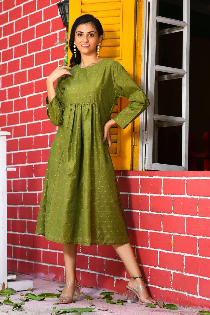 Indo Western Olive Green Dress