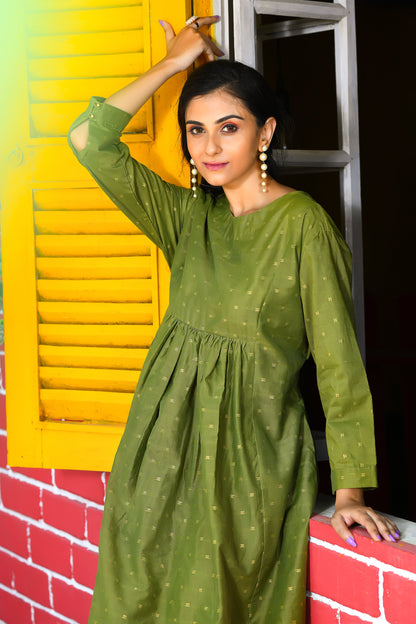 Indo Western Olive Green Dress