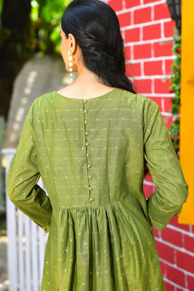 Eye Catching Heavy Butterfly Net Green Indo Western Dress For Bridal