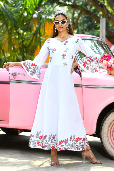 Thread Work Indo Western Maxi Dress - Georgette – Sarang