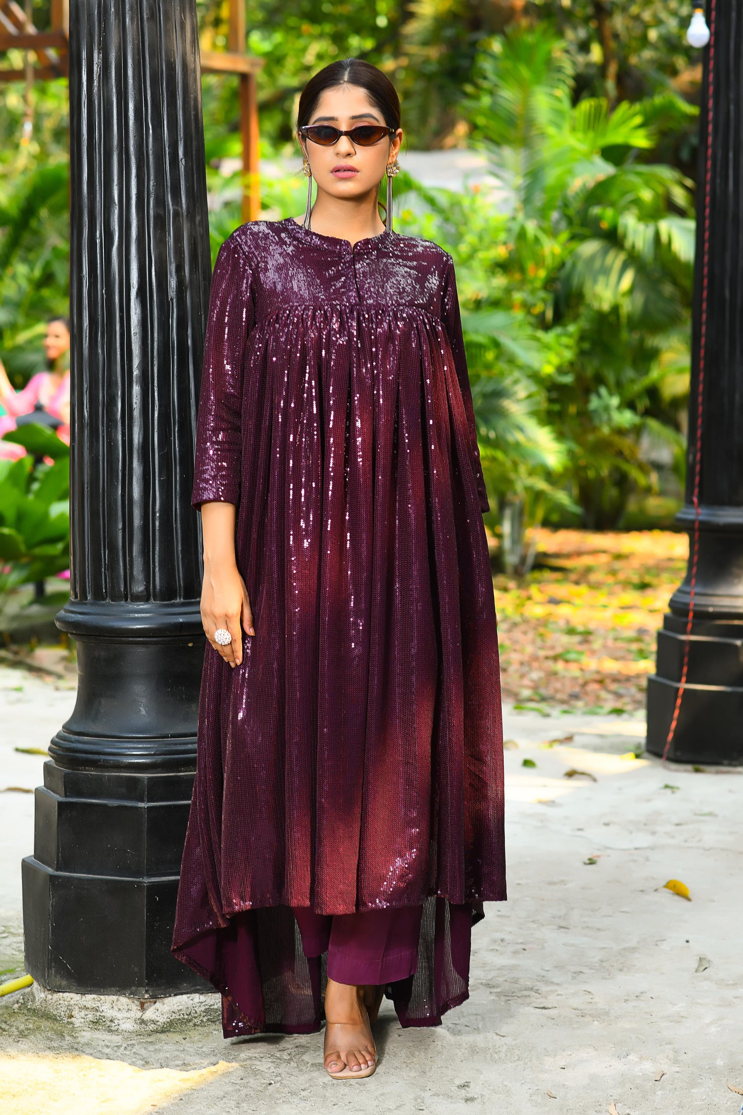 Indo Western Sequin Tunic-Pant Set(10% discounts on all prepaid orders) - Dailybuyys