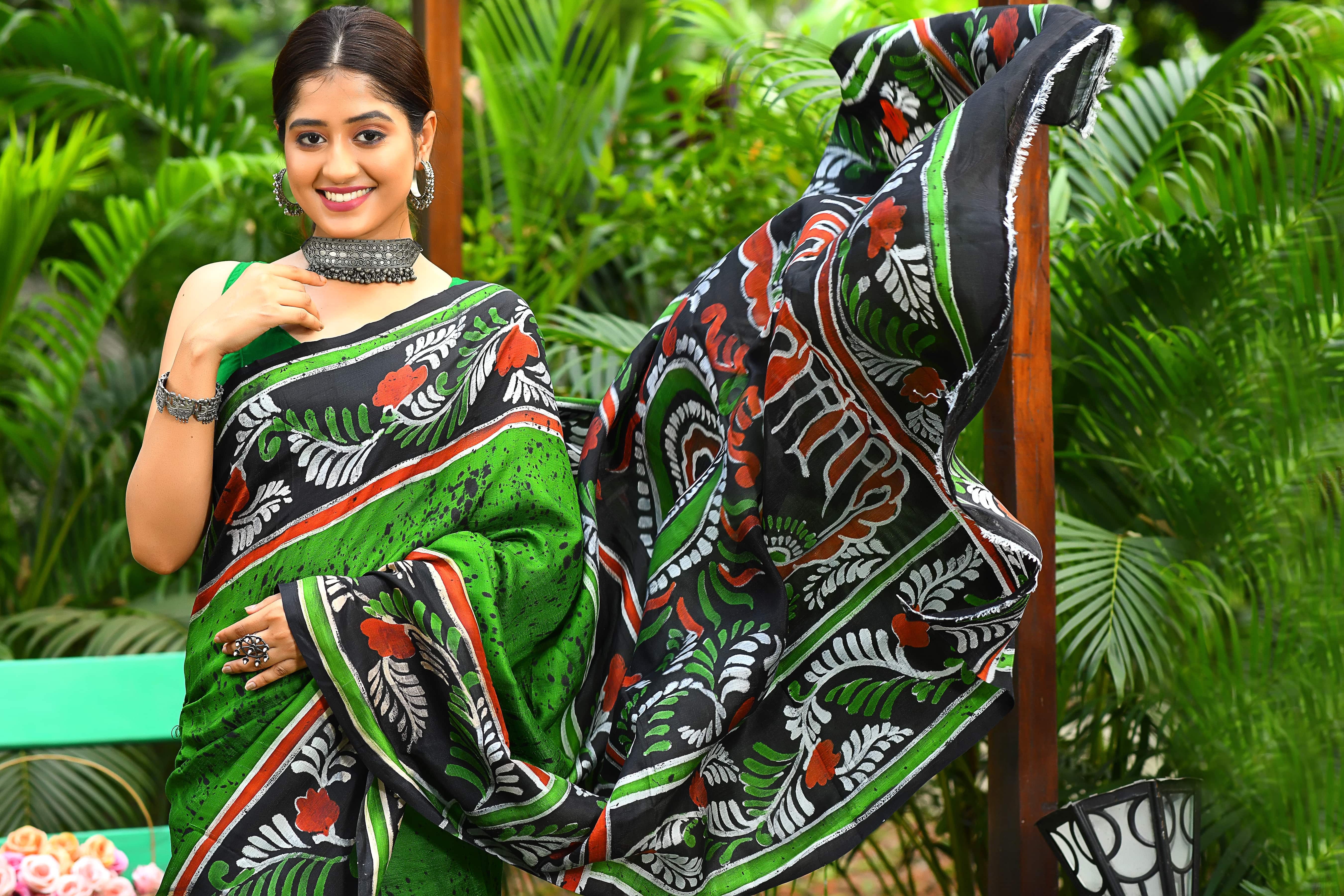 Hand Painted Sarees Online Buy Hand Painted Pure Silk Sarees Online