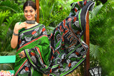 Green Hand Painted Pure Silk Sarees