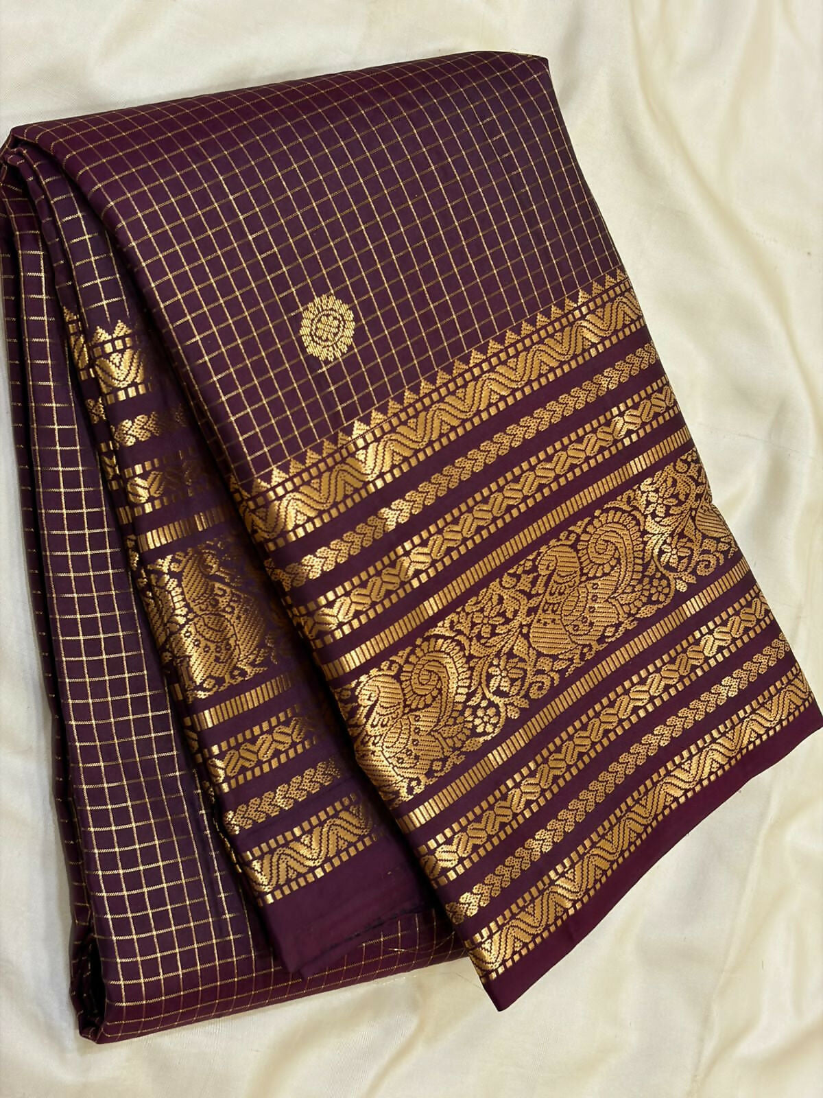 Pure Kanchipuram Handloom Silk Sarees 1 gram Zari vaira oosi checks With Silk Mark Certified 19500/-