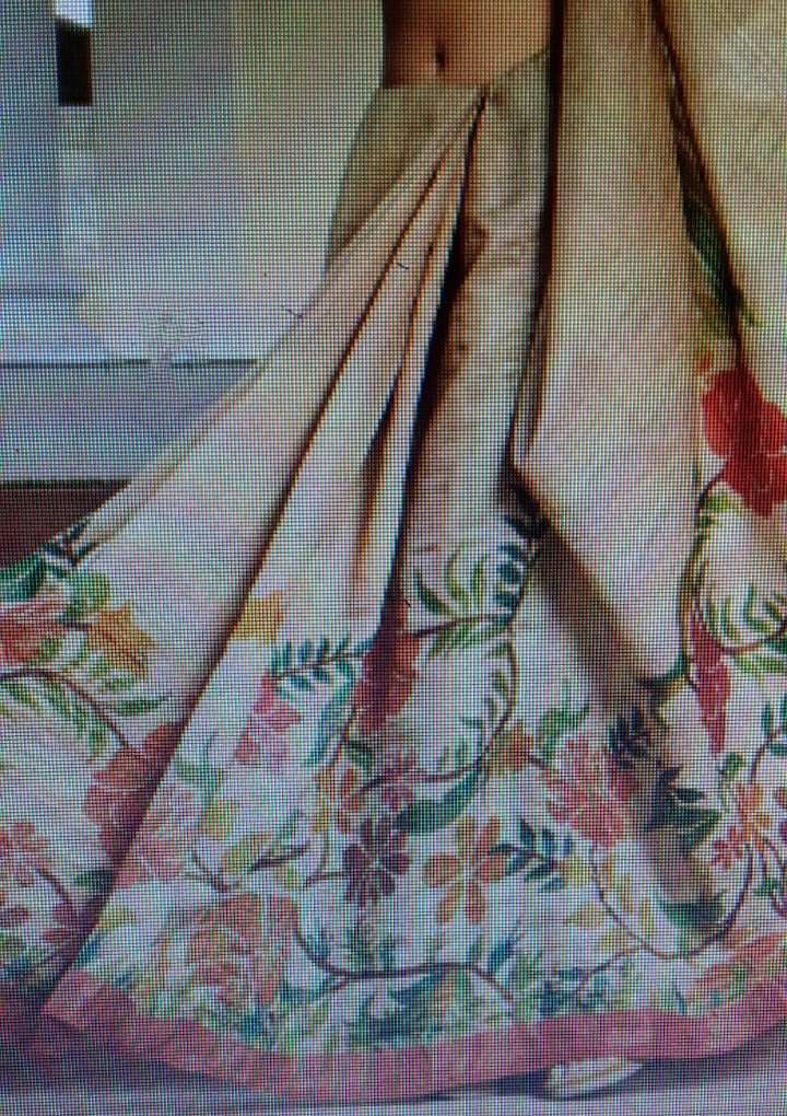 Beige Hand Printed Pure Silk Mark Certified Tussar Silk Sarees