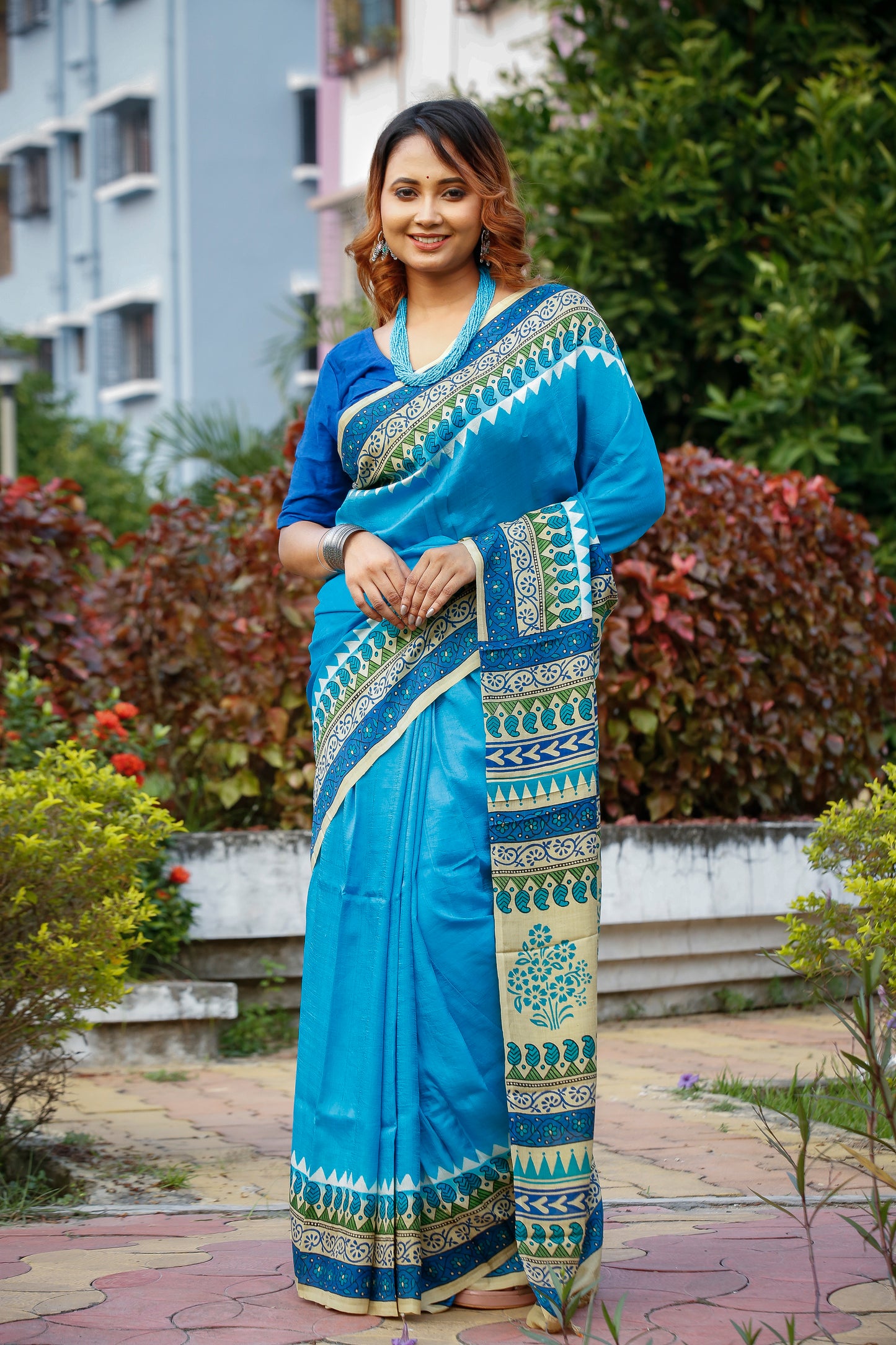 Dream Blue With Classic Design Bishnupuri Silk Sarees