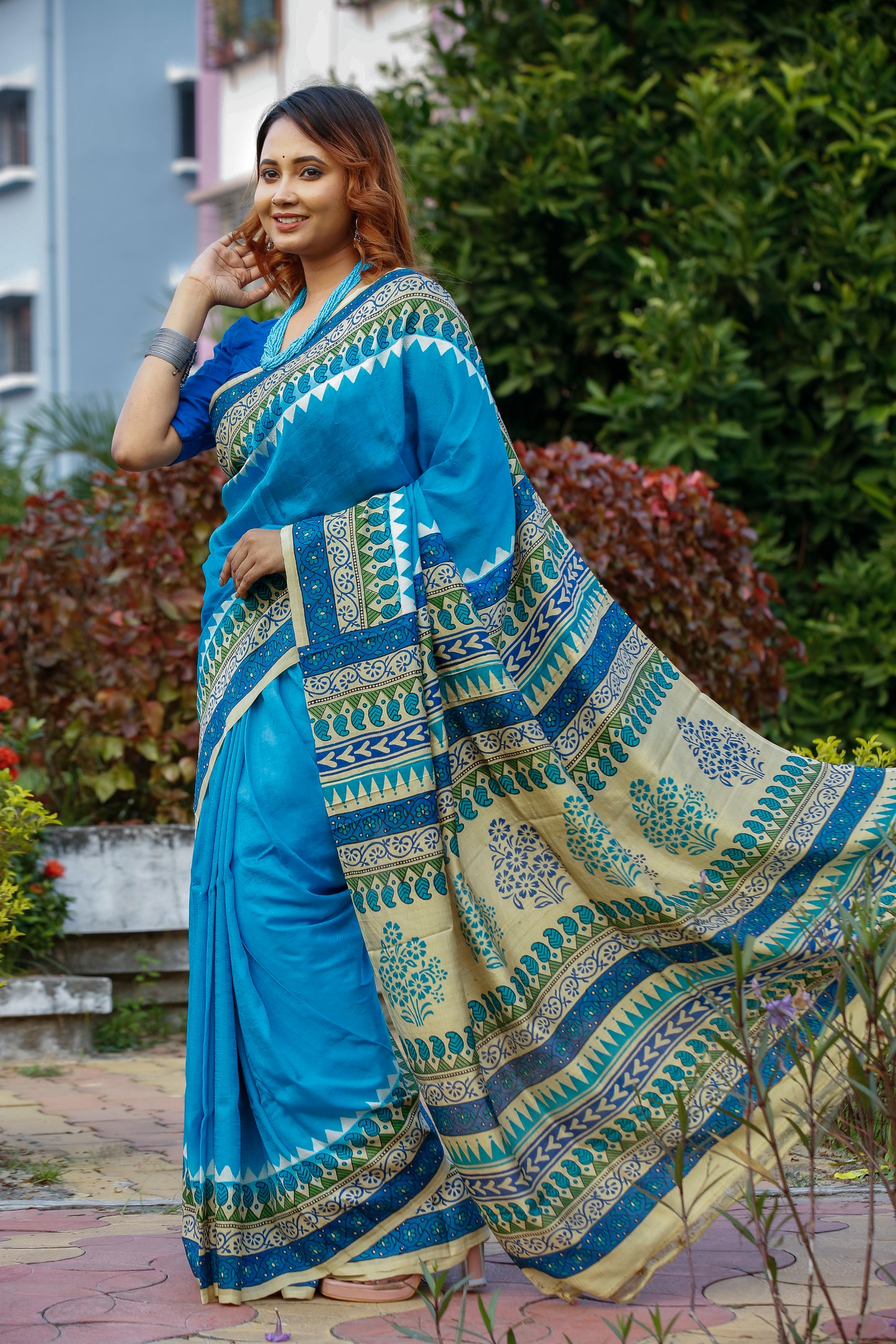 Dream Blue With Classic Design Bishnupuri Silk Sarees