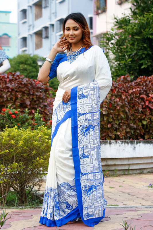 Kolkata Screen Printed Bishnupuri Silk Sarees