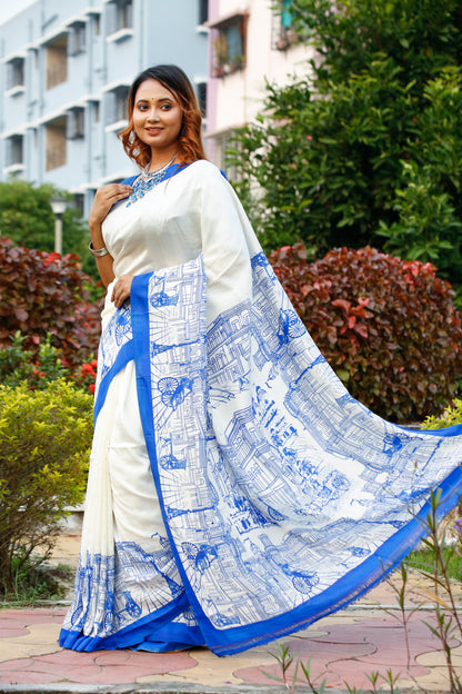 Kolkata Screen Printed Bishnupuri Silk Sarees