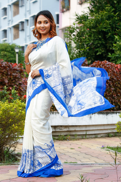 Kolkata Screen Printed Bishnupuri Silk Sarees