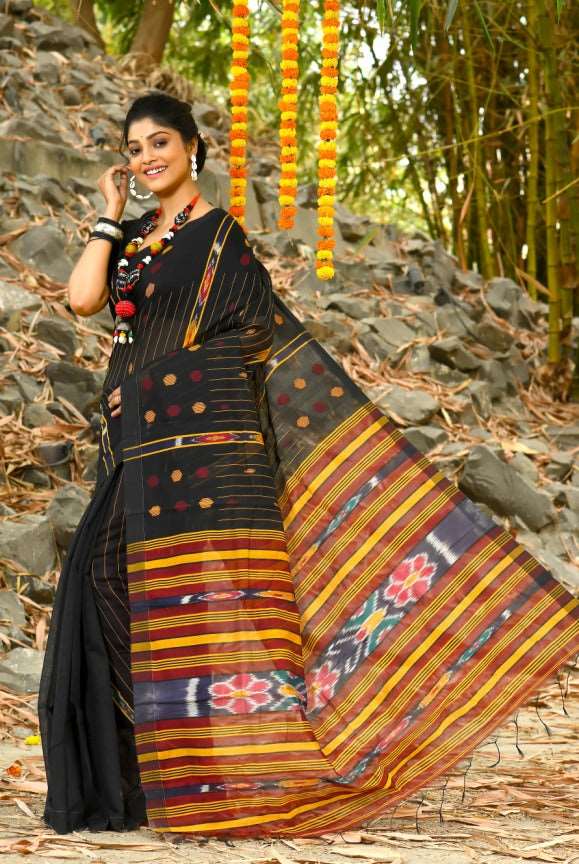 Beautiful Black Handloom Cotton Sarees