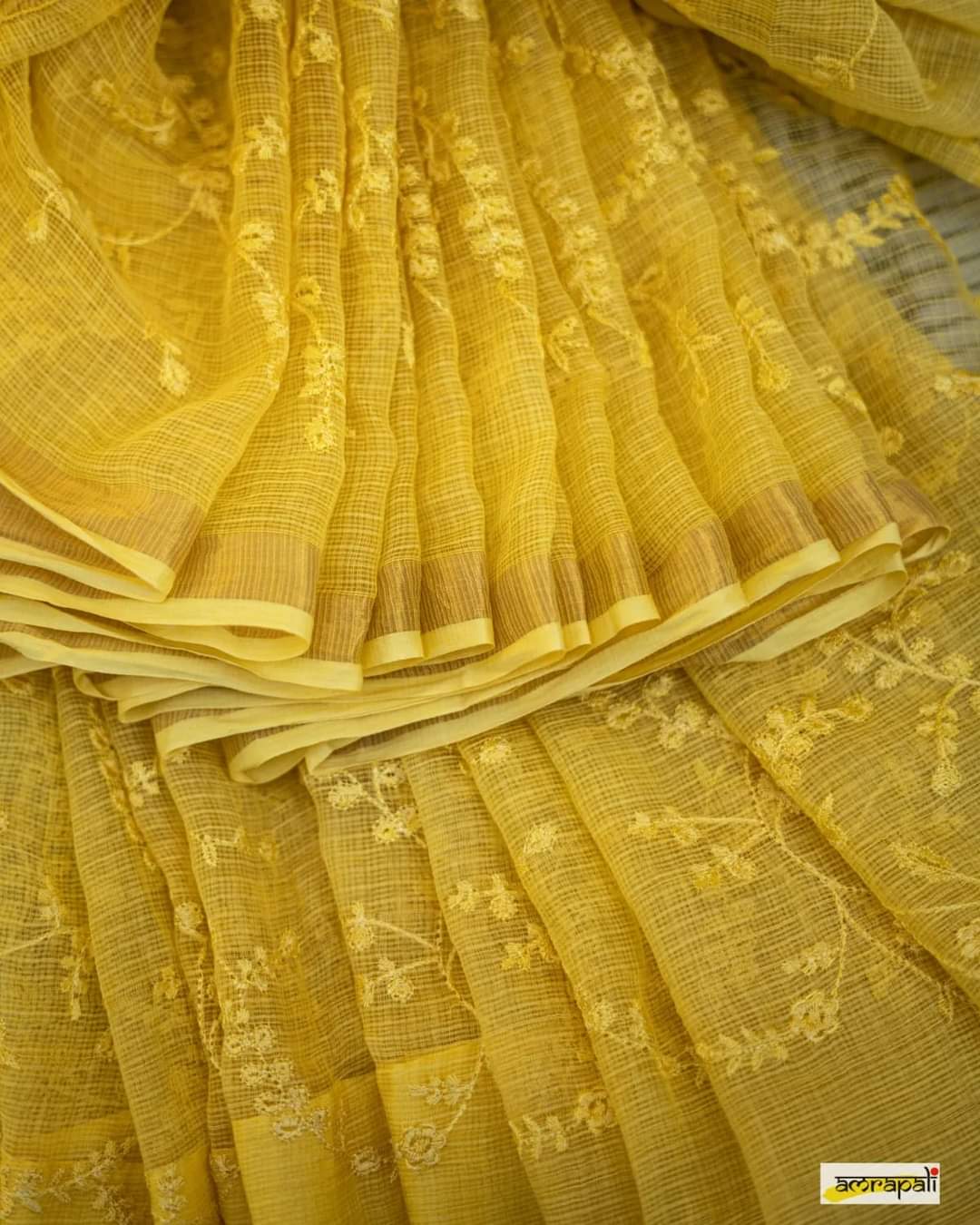 Minion Yellow Pure Linen Saree