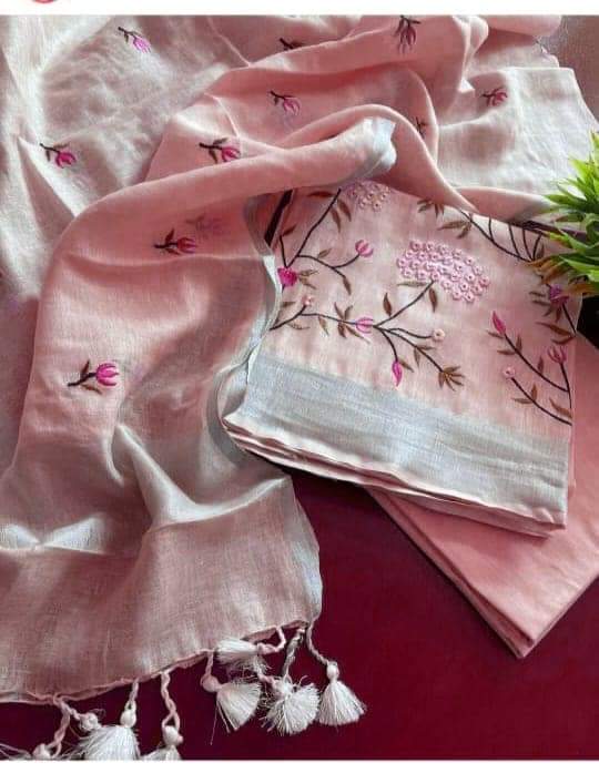 Embroidery Designer Linen Sarees