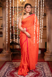 Pure Red Mulmul Cotton Saree Without Blouse