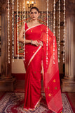 Pure Mulmul Cotton red Jamdani Weaving Saree Without Blouse