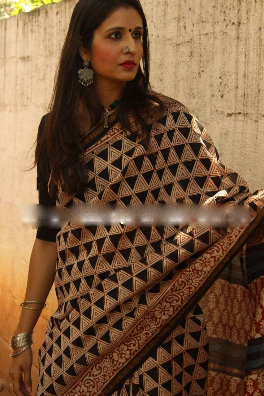 Beige Chanderi Silk Sarees