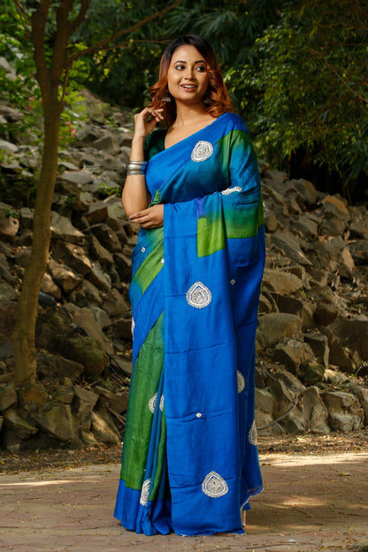 Blue Zardosi Design Bishnupuri Silk Sarees