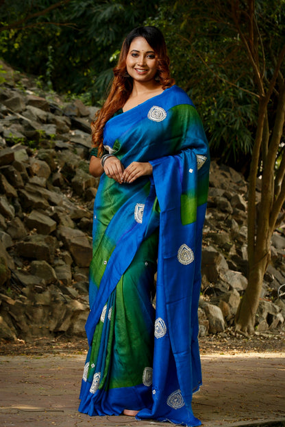 Blue Zardosi Design Bishnupuri Silk Sarees