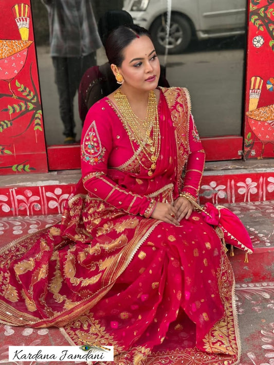 Red Kardana Jamdani Sarees